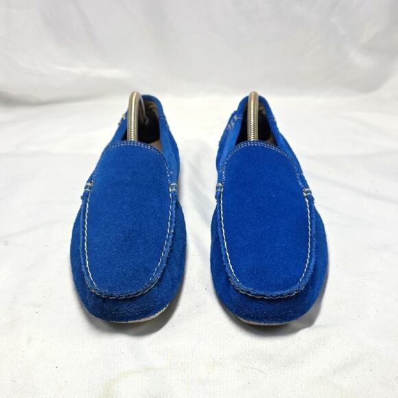 Florsheim Vintage Electric Blue Suede driving Elegant Loafers Mens 8.5 In Guc - Picture 2 of 16